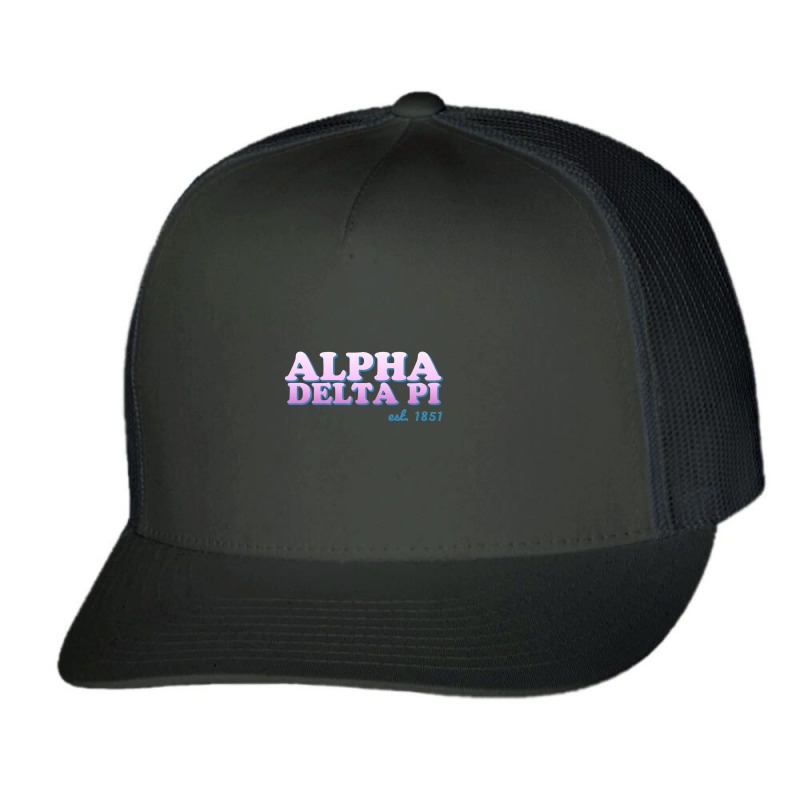 Alpha Delta Pi Ombre Letters, Comfort Colors Chambray Long Sleeve Shir Trucker Cap by cm-arts | Artistshot