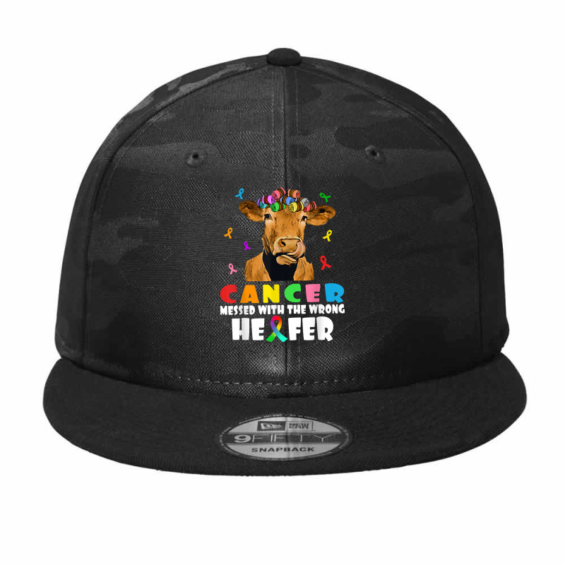 Cancer Messed With The Wrong Heifer Cow Lover Fight Cancer Camo Snapback by EdithMcdaniel | Artistshot