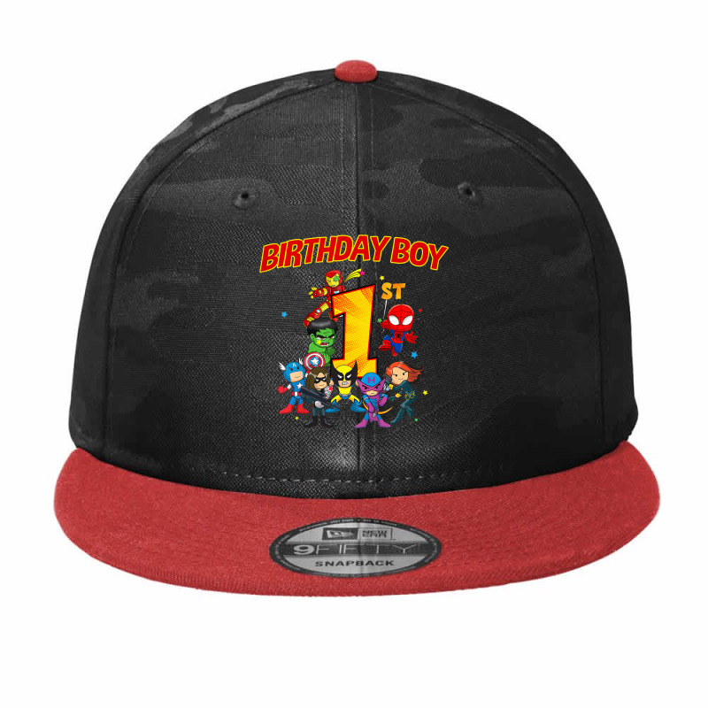 Kids 1st Third Birthday Boy Superhero Super Hero Party Camo Snapback | Artistshot