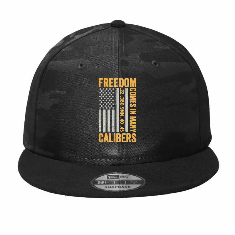 Freedom Comes In Many Calibers Funny Pro Gun Usa Flag Camo Snapback by URVIBUPADHYAY | Artistshot