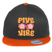 Kids Five Is A Vibe Groovy 5th Birthday Theme Fifth Bday Flower Flat Bill Snapback Cap | Artistshot