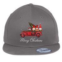 Three Gnomes In Red Truck With Merry Christmas Tree Flat Bill Snapback Cap | Artistshot