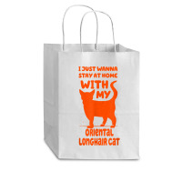 Stay Home With My Oriental Longhair Cat Funny Cat Mom Humor T Shirt Cub Paper Bag - 8 X 4 1/2 X 10 1/4 | Artistshot