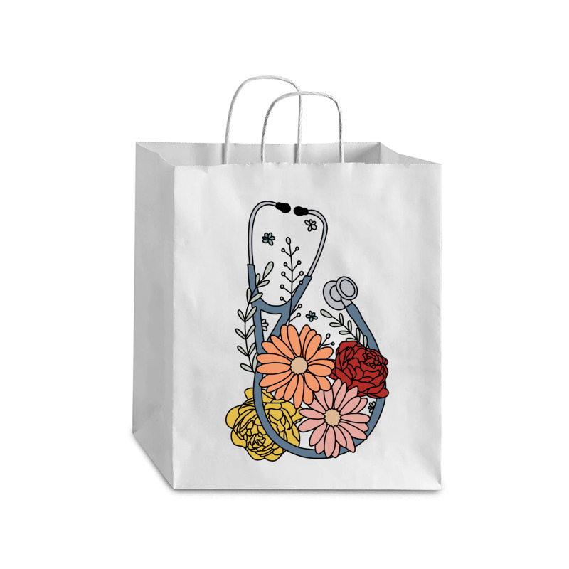 Flower Stethoscope Debie Paper Bag - 10 X 5 X 13 | Artistshot