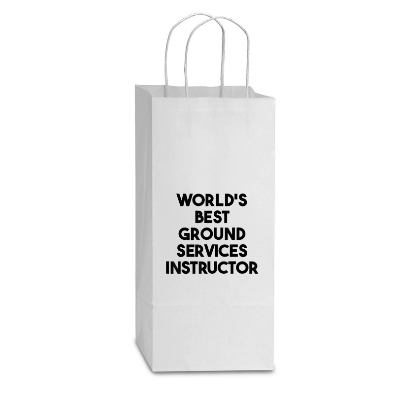 World's Best Ground Services Instructor T Shirt Double Wine Paper Bag - 6 1/2 X 3 1/2 X 12 3/8 | Artistshot