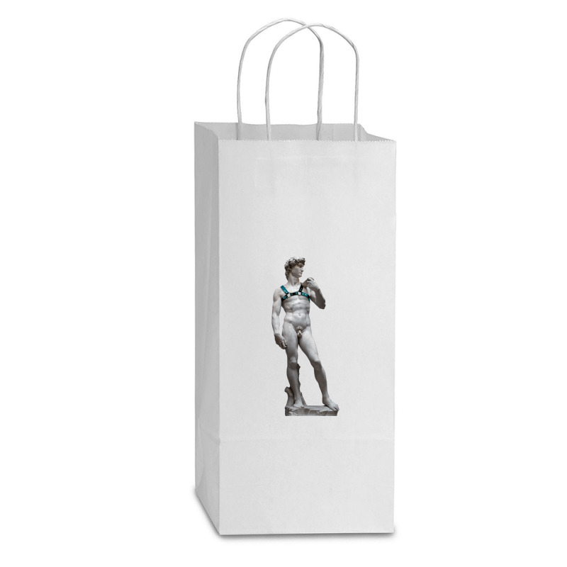 Michelangelo David Leather Harness Sculpture Art Male Statue Torso Double Wine Paper Bag - 6 1/2 X 3 1/2 X 12 3/8 | Artistshot