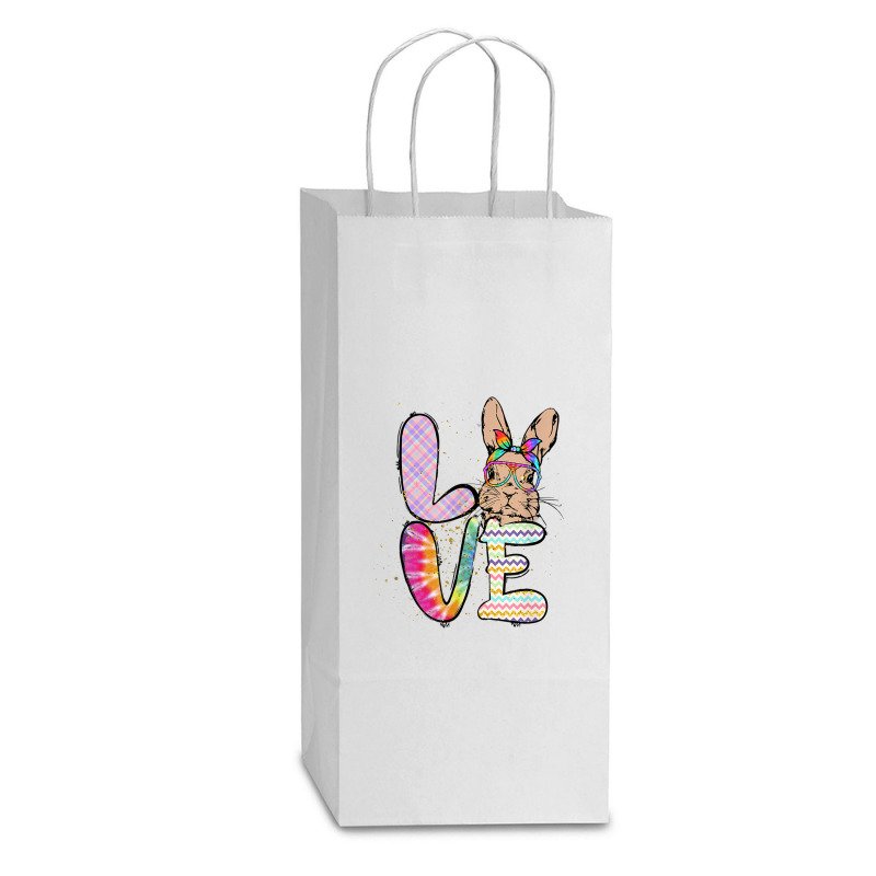 Funny Easter Bunny With Glasses For Women And Rabbit Lover T Shirt Double wine Paper Bag - 6 1/2 x 3 1/2 x 12 3/8 by cm-arts | Artistshot