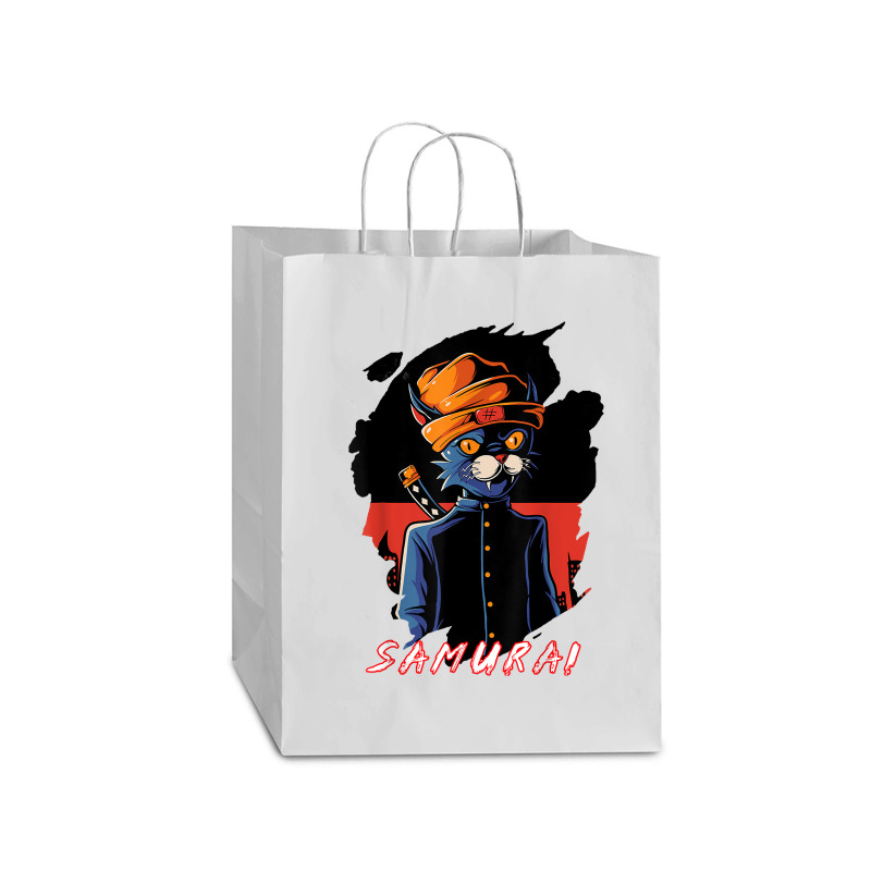 Japanese Anime Samurai Cat Lover Aesthetic Vintage Funny Art T Shirt Mart Paper Bag -13 X 7 X 17 | Artistshot