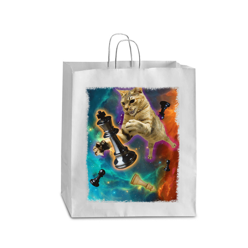 Cats In Space Chess Set Pieces Premium T Shirt Queen Paper Bag - 16 X 6 X 19 1/4 | Artistshot