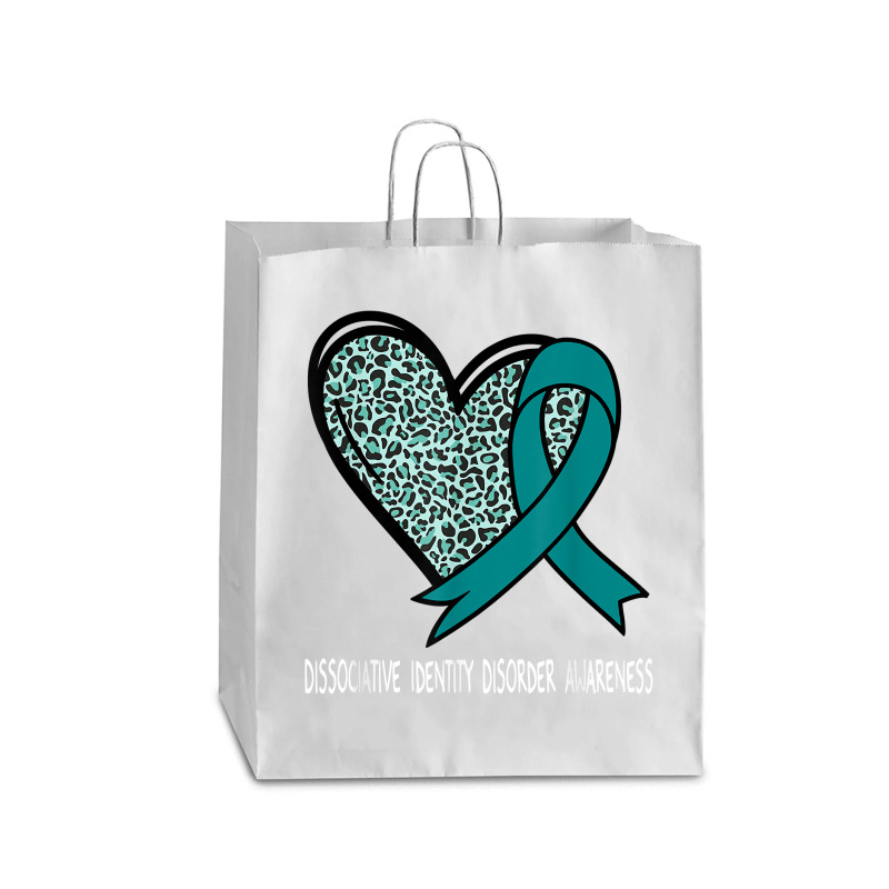 Leopard Heart Dissociative Identity Disorder Awareness Teal T Shirt Queen Paper Bag - 16 X 6 X 19 1/4 | Artistshot