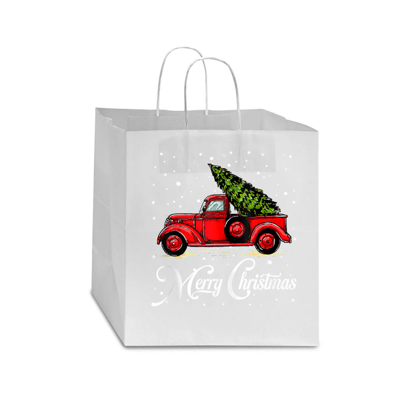 Merry Christmas Truck Red With Tree Xmas Pajama Funny Gifts Tank Top Star Paper Bag - 13 X 7 X 13 | Artistshot