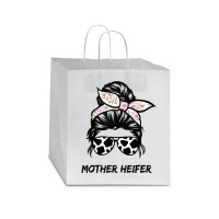 Mother Heifer Farmer Mom Cow Messy Bun Hair Bandana Cow T Shirt Star Paper Bag - 13 X 7 X 13 | Artistshot