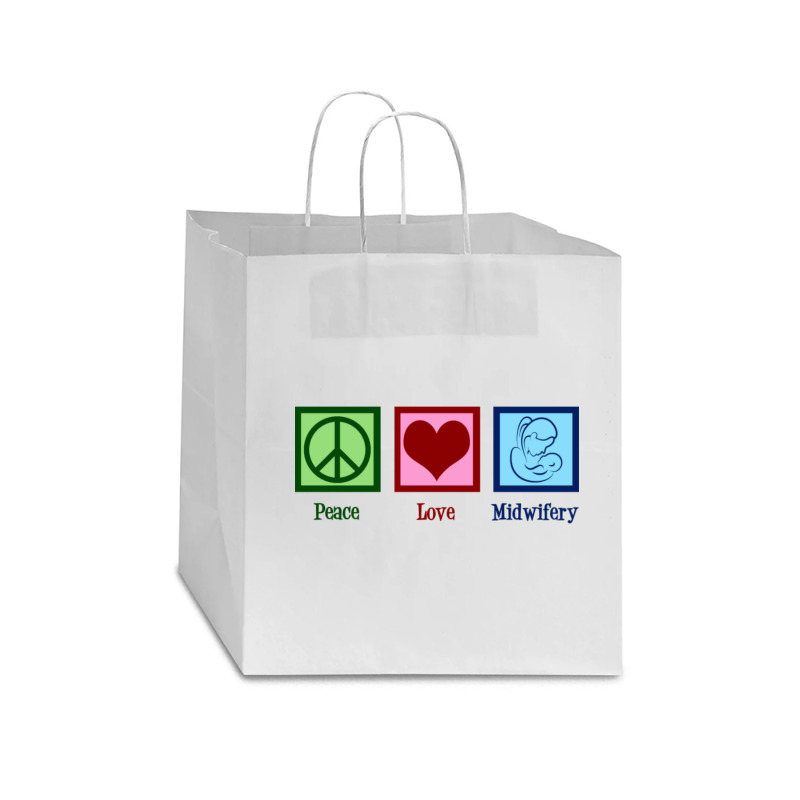 Midwife Peace Love Midwifery Star Paper Bag - 13 X 7 X 13 | Artistshot