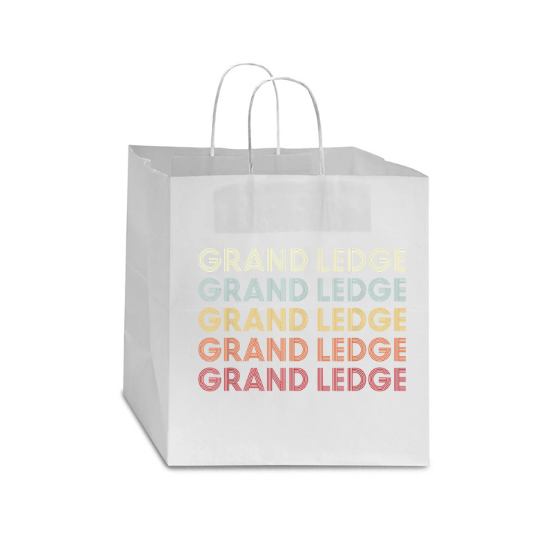 Grand Ledge Michigan Grand Ledge Mi Retro Vintage Text Star Paper Bag - 13 X 7 X 13 | Artistshot