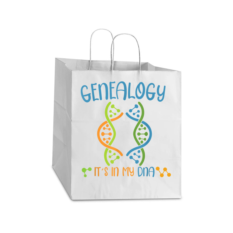 Family Tree Family Historian Genealogy Genealogist T Shirt Take Out Paper Bag - 14 X 10 X 15 1/2 | Artistshot