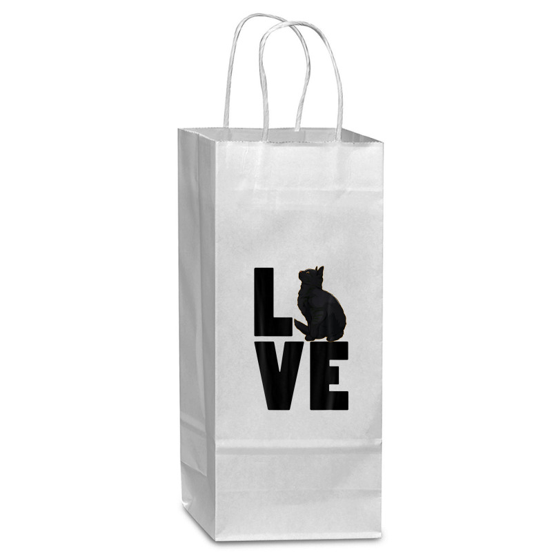 Love Black Cat Funny Pet Lover Men Dark Cat Wine Paper Bag - 5 1/2 X 3 1/4 X 13 | Artistshot