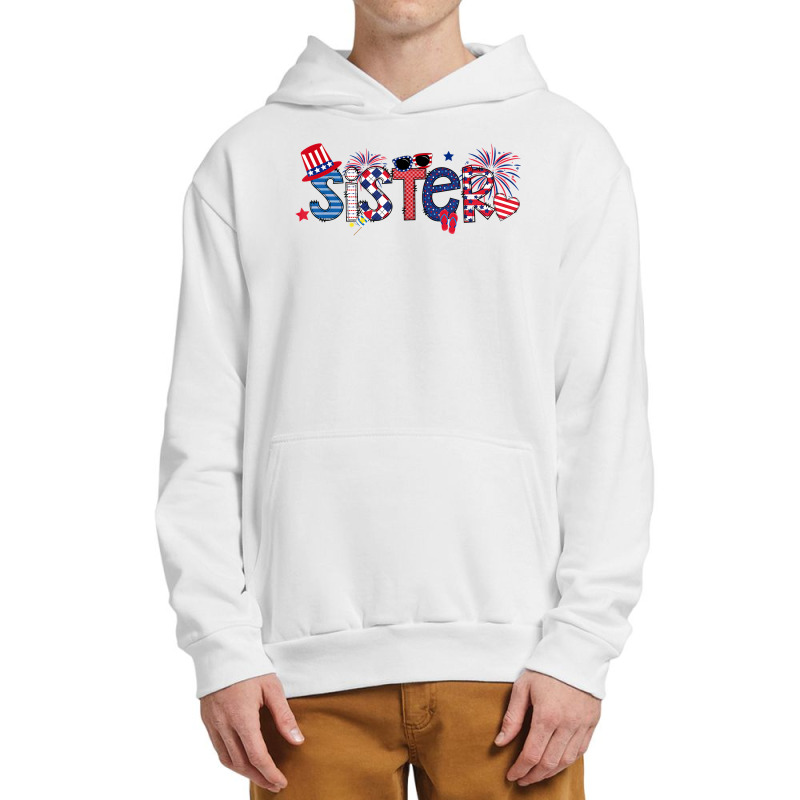 America Sister Flip Flops And Fireworks Sister 4th Of July T Shirt Urban Pullover Hoodie | Artistshot