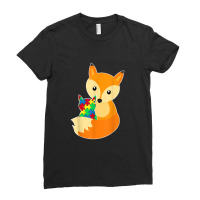 Baby Fox Love Puzzle Piece Animal Cool Autism Awareness Gift Ladies Fitted T-shirt | Artistshot