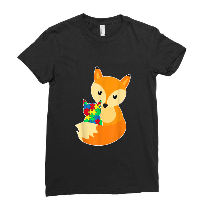 Baby Fox Love Puzzle Piece Animal Cool Autism Awareness Gift Ladies Fitted T-Shirt by Yuh2105 | Artistshot