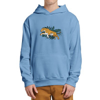 Yellow Tiger Jumping In A Forest Illustration Urban Pullover Hoodie | Artistshot