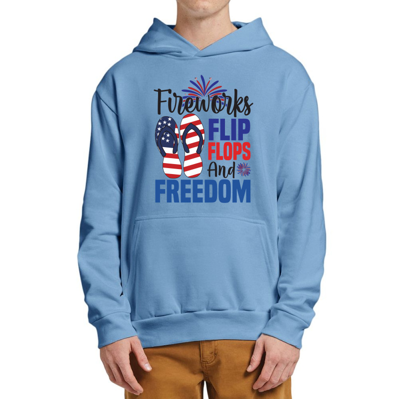 Fireworks Flip Flops And Freedom, 4th July, Plus Size Urban Pullover Hoodie | Artistshot