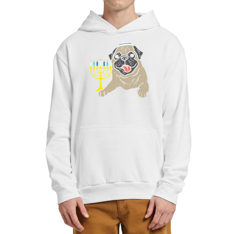 Pug Lover Dog Jewish Pug Dog Menorah Hanukkah Pajamas Chanukah Pjs 6 P Urban Pullover Hoodie | Artistshot