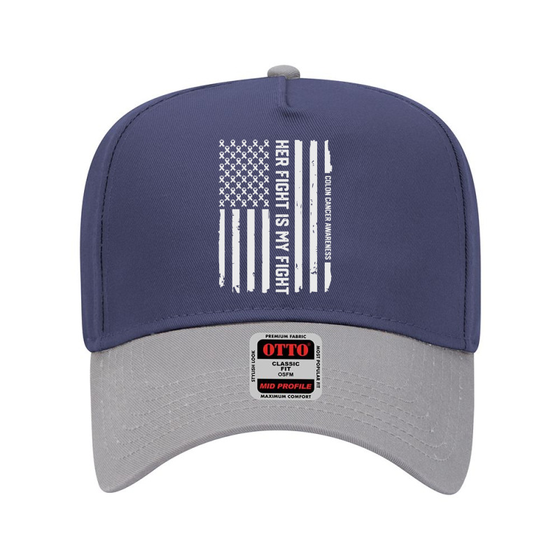 Her Fight American Flag Colorectal Bowel Colon Cancer Awareness Adjustable Baseball Cap by ton1 | Artistshot