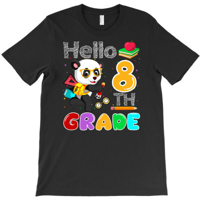 Hello 8th Grade Cute Panda Back To School Student T-shirt Designed By Waingart