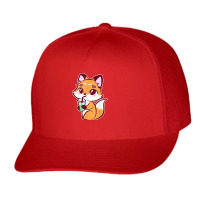 Anime Fox Drinking Bubble Tea Kawaii Trucker Cap | Artistshot