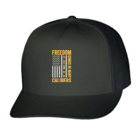 Freedom Comes In Many Calibers Funny Pro Gun Usa Flag Trucker Cap | Artistshot