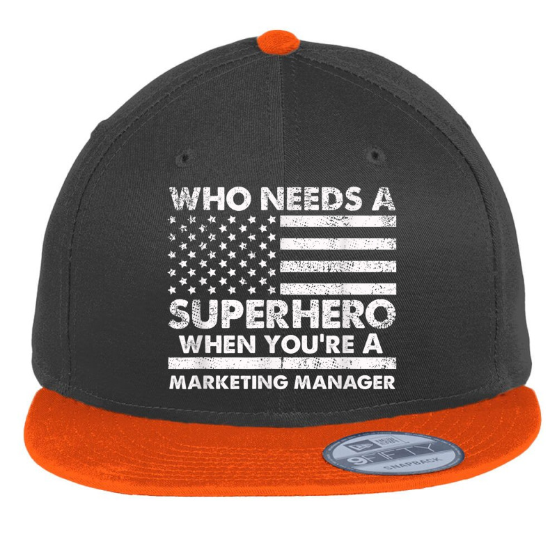 Funny Marketing Manager Superhero Vintage For Men Dad Flat Bill Snapback Cap by Bewitch | Artistshot