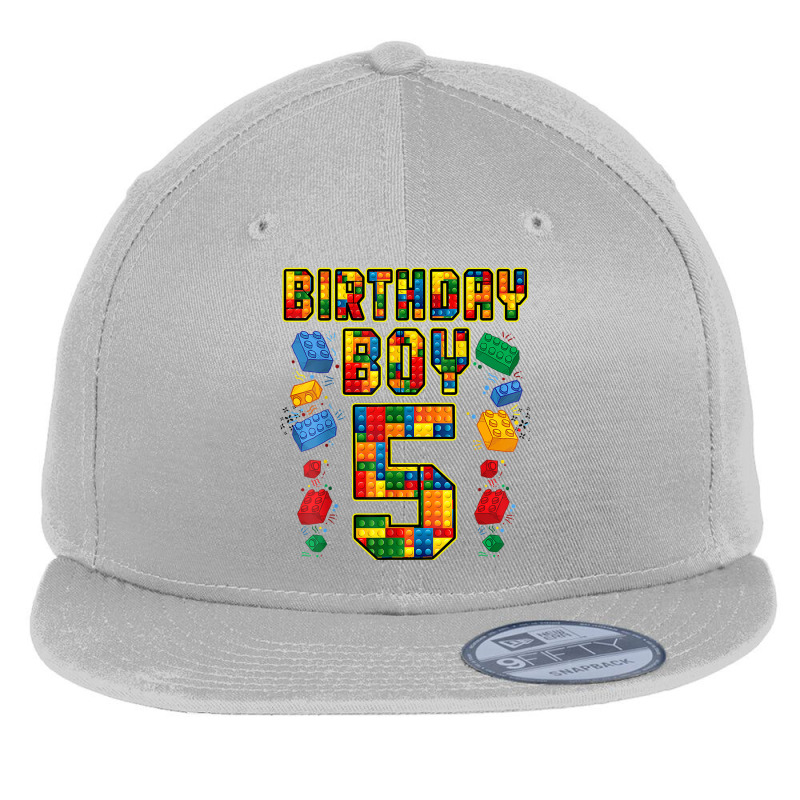 5th Birthday Master Builder 5 Years Old Block Building Boys Flat Bill Snapback Cap by Carnations | Artistshot