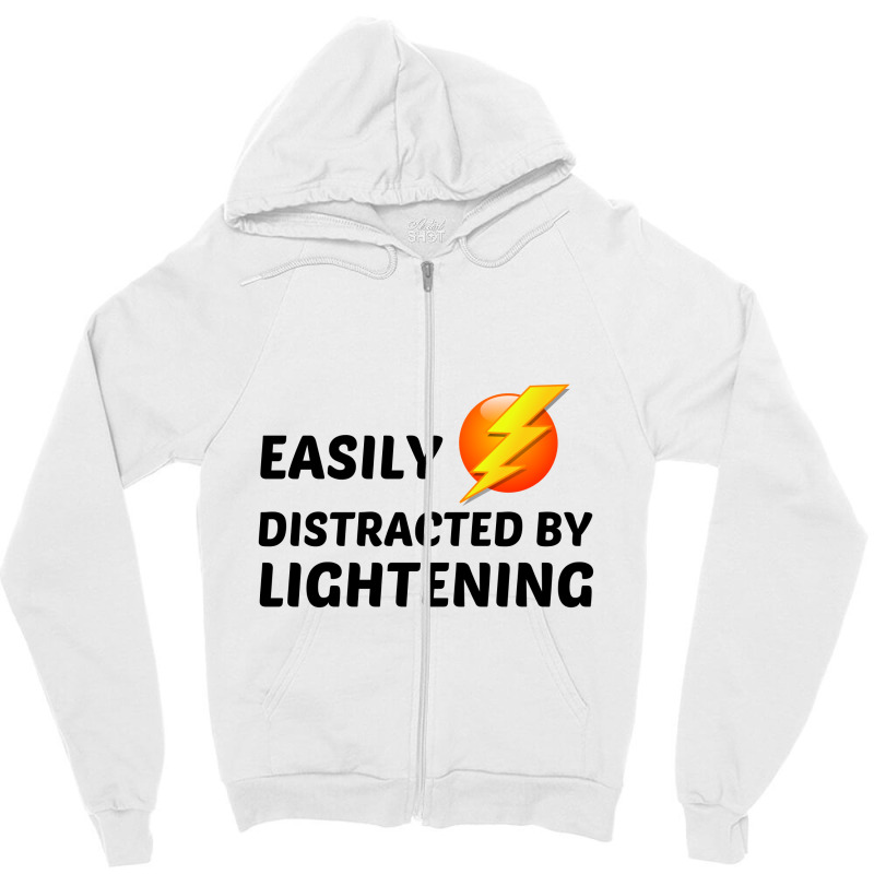 Lightening Easily Distracted Zipper Hoodie by Perfect Designers | Artistshot