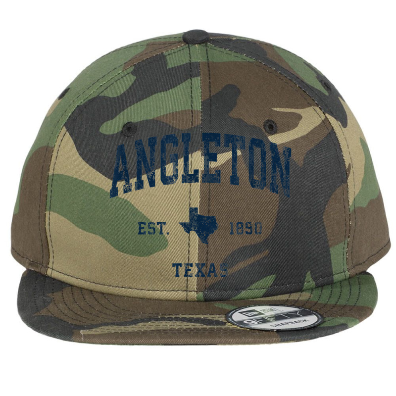 Angleton Texas Tx Vintage Athletic Navy Sports Design Flat Bill Snapback Cap by Carnations | Artistshot