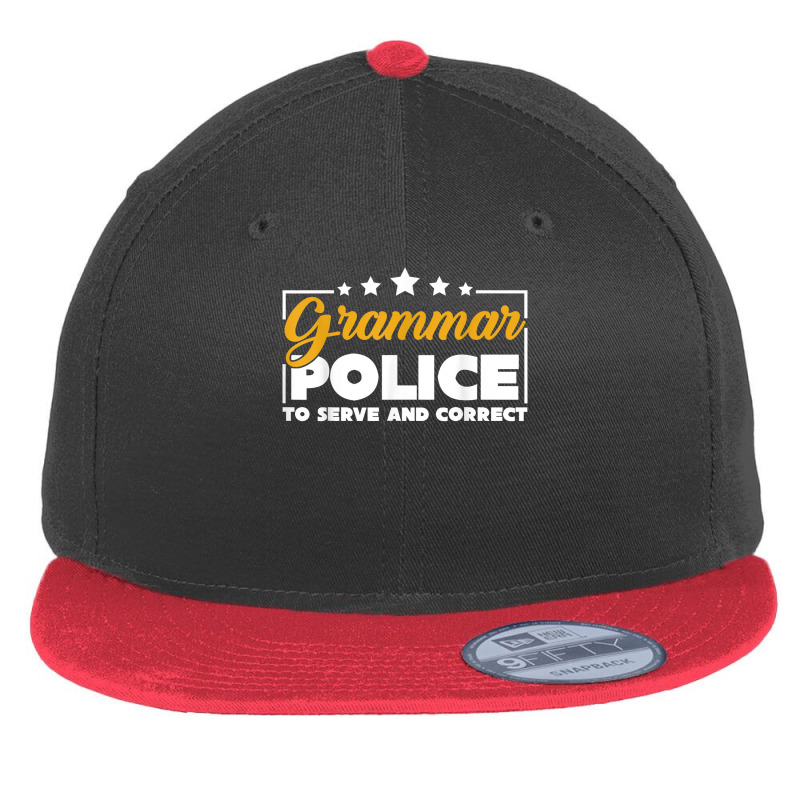 Funny Grammar Police To Serve And Correct Grammar T Shirt Flat Bill Snapback Cap by cm-arts | Artistshot