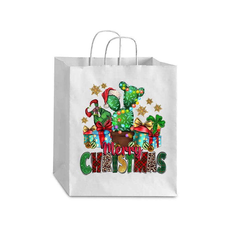 Western Christmas Cactus Leopard Merry Christmas T Shirt Debie Paper Bag - 10 X 5 X 13 | Artistshot