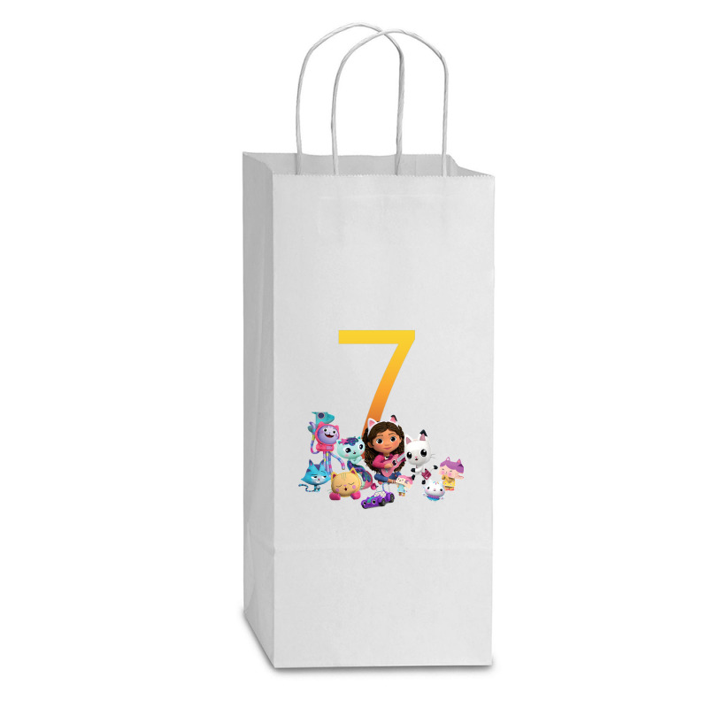 Gabby Dollhouse 7th Birthday Boy And Girl Costom Number Double Wine Paper Bag - 6 1/2 X 3 1/2 X 12 3/8 | Artistshot