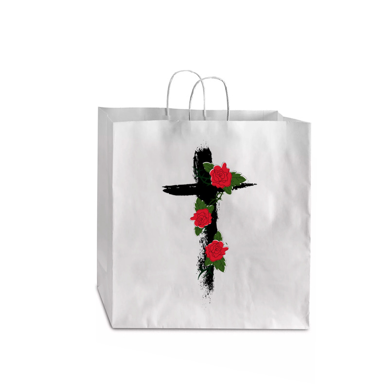 Red Vine Roses Cross Jumbo Paper Bag - 18 X 7 X 18 3/4 | Artistshot