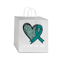 Leopard Heart Dissociative Identity Disorder Awareness Teal T Shirt Star Paper Bag - 13 X 7 X 13 | Artistshot