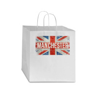 Manchester England United Kingdom British Flag Vintage Star Paper Bag - 13 X 7 X 13 | Artistshot