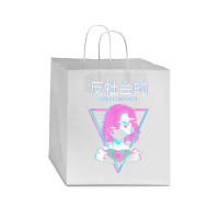 Antisocial Vaporwave Anime Girl Japanese Indie Alt Aesthetic Star Paper Bag - 13 X 7 X 13 | Artistshot