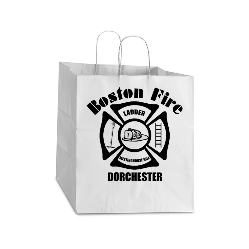 Boston Fire Department Ladder 7 King Of The Hill  Dark Print T Shirt Take Out Paper Bag - 14 X 10 X 15 1/2 | Artistshot