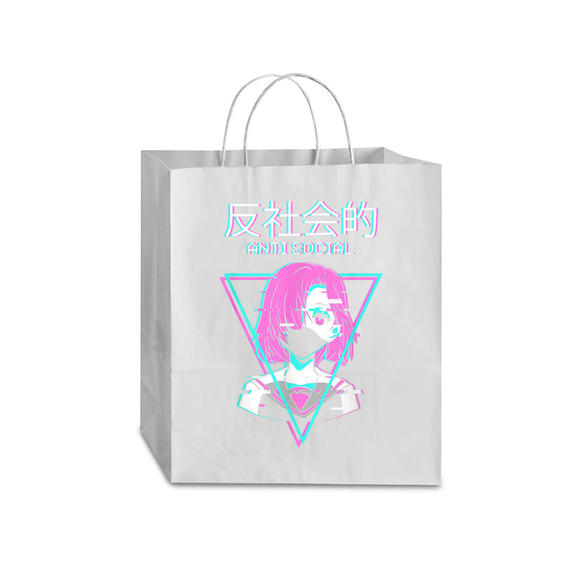 Antisocial Vaporwave Anime Girl Japanese Indie Alt Aesthetic Traveler Paper Bag -13 X 6 X 15 3/4 | Artistshot