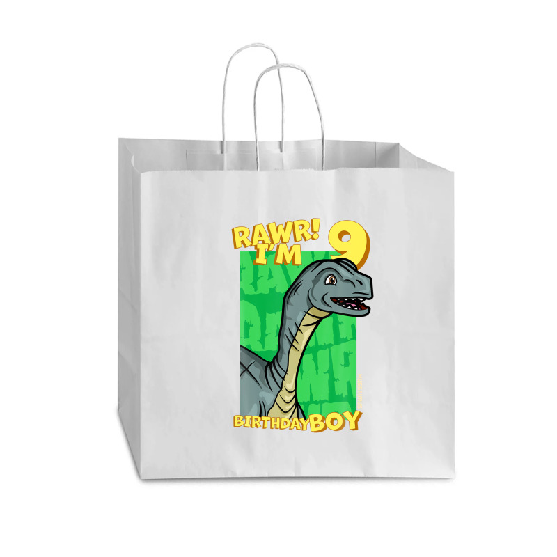 Rawr! I'm 9 Birthday Boys 9th Birthday Dino Mussaurus Vogue Paper Bag - 16 X 6 X 12 | Artistshot