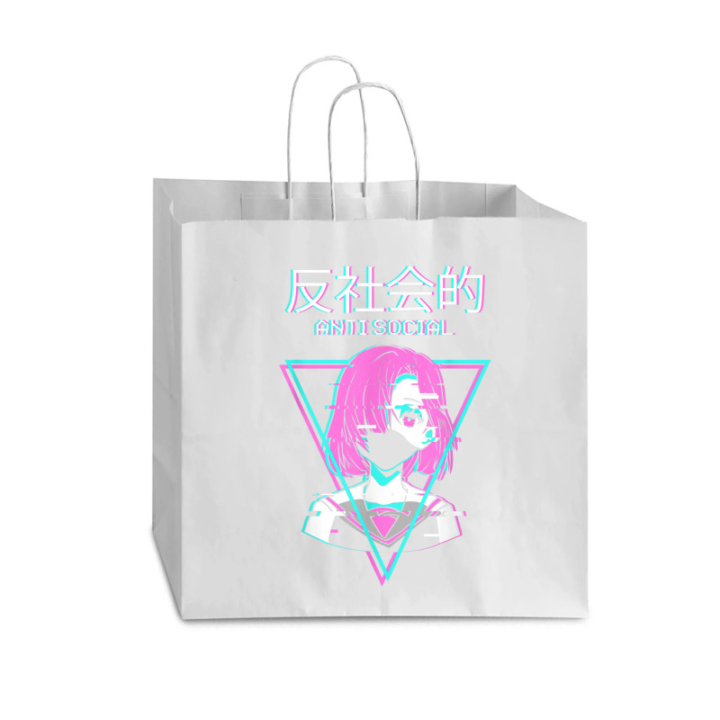 Antisocial Vaporwave Anime Girl Japanese Indie Alt Aesthetic Vogue Paper Bag - 16 X 6 X 12 | Artistshot