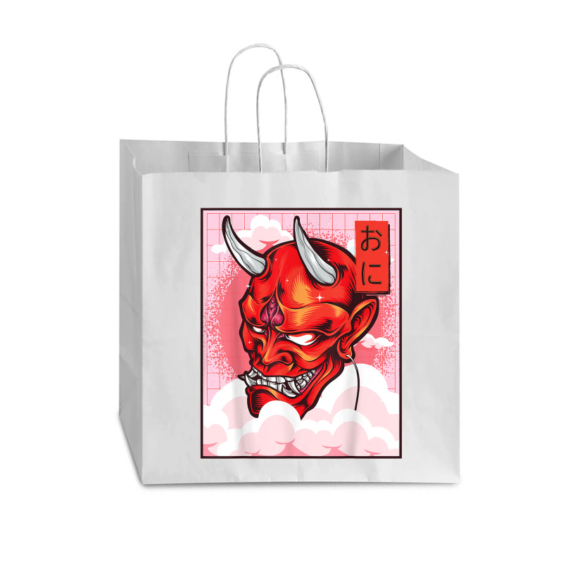 Oni Mask Demon Mask Yokai Kawaii Japanese Aesthetic Harajuku T Shirt Vogue Paper Bag - 16 x 6 x 12 by cm-arts | Artistshot