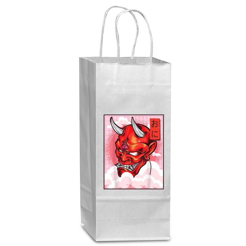 Oni Mask Demon Mask Yokai Kawaii Japanese Aesthetic Harajuku T Shirt Wine Paper Bag - 5 1/2 x 3 1/4 x 13 by cm-arts | Artistshot