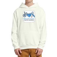 Diabetes Diabetic Bleached Peace Love Cure Diabetes T1d Awareness Surv Urban Pullover Hoodie | Artistshot