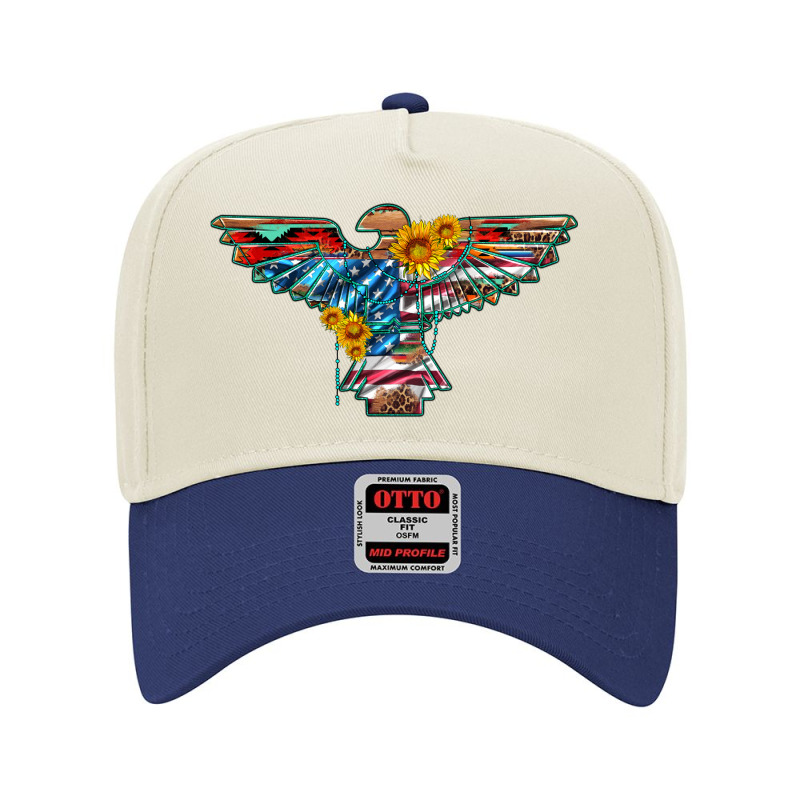 Thunderbird With Usa Flag And Sunflowers Adjustable Baseball Cap | Artistshot