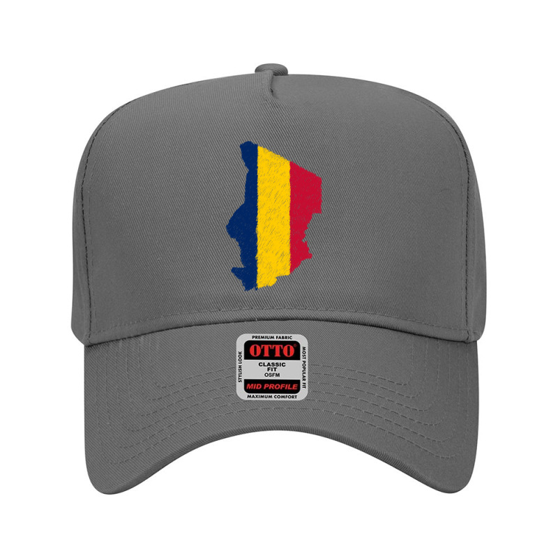 Chad Flag Map Drawing Line Art Adjustable Baseball Cap | Artistshot